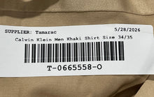 Load image into Gallery viewer, Calvin Klein Mens Khaki Long Sleeve Spread Collar Dress Shirt Size 34/35
