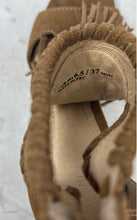 Load image into Gallery viewer, Chinese Laundry Womens Brown Suede Fringe Stiletto Ankle Strap Heels Size 6.5
