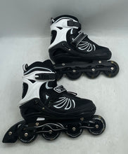 Load image into Gallery viewer, Oudew Youth Black White Adjustable Buckle Strap Inline Skates Size L M5-7.5 W6-9
