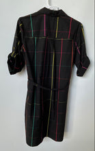 Load image into Gallery viewer, New York &amp; Company Womens Black Plaid Short Sleeve Belted Shirt Dress Size M
