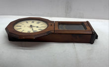 Load image into Gallery viewer, Vintage Verichron Brown Roman Numeral Quartz Chime Regulator Wall Clock Damage
