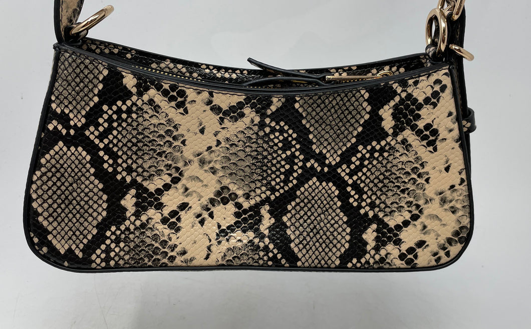 Primark Womens Black Beige Snakeskin Detachable Strap Shoulder Crossbody Bag