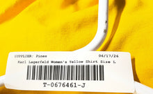 Load image into Gallery viewer, Karl Lagerfeld Womens Yellow Love From Paris Short Sleeve Pullover T-Shirt Sz L
