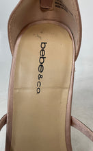 Load image into Gallery viewer, Bebe Womens Berdine Pink Gold Zipper Open Toe Stiletto Strappy Heels Size 9
