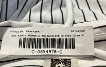 Load image into Gallery viewer, Anne Klein Womens White Black Striped Long Sleeve Side Tie Button-Up Shirt Sz M
