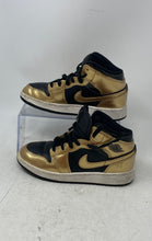 Load image into Gallery viewer, Nike Kids Jordan 1 Mid SE DR6967-071 Gold Black Sneaker Shoes Size 3.5Y
