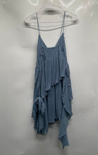 Load image into Gallery viewer, Zara Womens Blue Sleeveless Ruffle Pleated Asymmetric Tiered Mini Dress Size M
