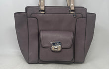 Load image into Gallery viewer, Guess Womens Dark Purple Faux Leather Turn Lock Pocket Satchel Bag With Tag

