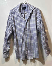 Load image into Gallery viewer, Tommy Hilfiger Mens White Blue Plaid Thflex Supima Stretch Dress Shirt Size 15.5
