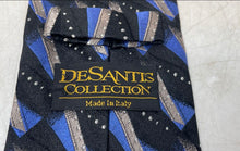 Load image into Gallery viewer, DeSantis Collection Mens Blue Geometric Print Silk Keeper Loop Pointed Tie
