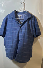 Load image into Gallery viewer, Calvin Klein Mens Blue Striped Print Cotton Short Sleeve Button-Up Shirt Size XL
