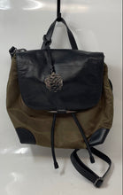 Load image into Gallery viewer, Vince Camuto Womens Olive Green Black Leather Trim Magnetic Flap Charm Backpack
