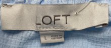 Load image into Gallery viewer, Loft Womens Light Blue Short Sleeve Smocked Ruffle Crew Neck Blouse Top Size L
