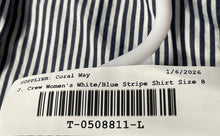 Load image into Gallery viewer, J.Crew Womens White Blue Striped Long Sleeve Cropped Button-Up Shirt Size 8

