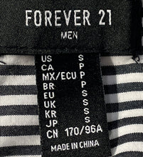 Load image into Gallery viewer, Forever 21 Mens Black White Striped Cotton Pockets Long Sleeve Button-Up Shirt S
