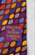 Load image into Gallery viewer, Holland &amp; Sherry London Mens Red Blue Geometric Print Silk Designer Tie
