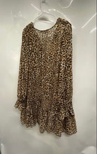 Load image into Gallery viewer, Michael Kors Womens Brown Leopard Print Bell Sleeve Ruffle Hem Mini Dress Sz XL
