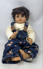 Load image into Gallery viewer, Heritage Mint Blue Overalls Bear Print Brown Hair Classic Collector Doll
