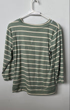 Load image into Gallery viewer, Anne Klein Womens Green White Striped Print 3/4 Sleeve Pullover T-Shirt Size S
