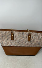 Load image into Gallery viewer, Calvin Klein Womens Brown Beige Signature Print Leather Double Handle Tote Bag
