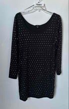 Load image into Gallery viewer, H&amp;M Womens Black Studded Long Sleeve Scoop Neck Sheath Dress Size Medium
