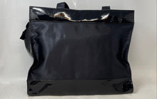 Load image into Gallery viewer, Tendre Poison Womens Black Patent Leather Trim Double Handle Tote Purse
