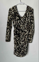 Load image into Gallery viewer, Guess Womens Multicolor Animal Print Long Sleeve Back Zip Ruched Mini Dress Sz M
