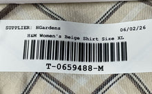 Load image into Gallery viewer, Divided By H&amp;M Womens Beige Plaid Cotton Long Sleeve Button-Up Shirt Size XL
