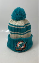 Load image into Gallery viewer, New Era Mens Cream Aqua Miami Dolphins 2022 Sideline Sport Cuffed Pom Hat Sz M/L
