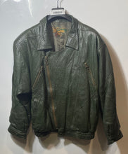 Load image into Gallery viewer, Womens Green Classic Leather Long Sleeve Asymmetric Zip Biker Jacket No Size

