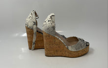 Load image into Gallery viewer, Steve Madden Womens Beige Animal Print Leather Wedge Slingback Sandals Size 5.5
