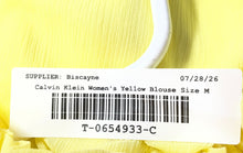 Load image into Gallery viewer, Calvin Klein Womens Yellow Flatter Short Sleeve Blouse Top Size Medium
