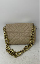 Load image into Gallery viewer, Zara Womens Beige And Gold Leather Quilted Chain Strap Flap Shoulder Handbag

