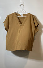 Load image into Gallery viewer, DKNY Womens Brown Short Sleeve V-Neck Pullover Blouse Top Size Medium
