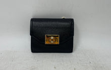 Load image into Gallery viewer, Michael Kors Womens Cassie Black Pebbled Leather Key Ring Turn Lock Card Wallet
