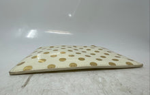 Load image into Gallery viewer, Kate Spade Womens Beige Gold Polka Dot Leather Zip Top Pencil Pouch Makeup Bag

