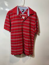 Load image into Gallery viewer, Tommy Hilfiger Mens Red Striped Cotton Short Sleeve Collared Polo Shirt Size M
