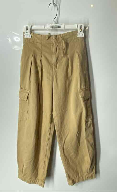 Zara Kids Khaki Flat Front Pockets Drawstring Straight Leg Cargo Pants Sz 11-12