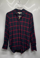 Load image into Gallery viewer, Loft Womens Blue Red Plaid Long Sleeve Button-Up Shirt Size XXSP With Tag
