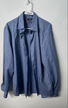 Load image into Gallery viewer, Hugo Boss Mens Blue Printed Long Sleeve Regular Fit Dress Shirt Size 43/17
