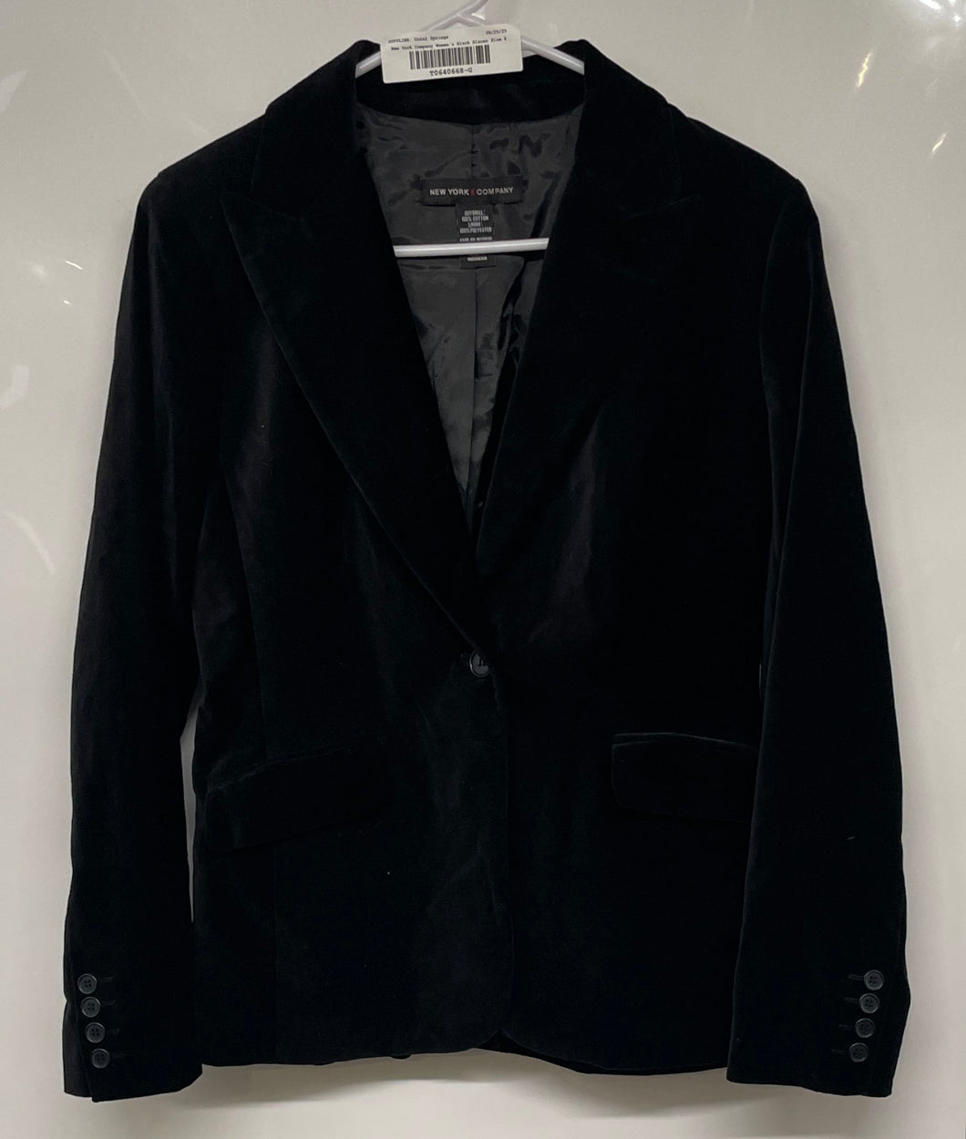 New York & Company Womens Black Long Sleeve Peak Lapel One-Button Blazer Size 6