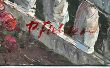 Load image into Gallery viewer, Vintage Mediterranean Coastal View Seaside Terrace Oil Painting Signed P Fielder
