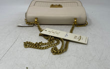 Load image into Gallery viewer, Madison West Womens Beige Leather Chain Strap Flap Over Crossbody Handbag w/ Tag
