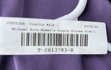 Load image into Gallery viewer, Michael Kors Womens Purple Long Sleeve Off-Shoulder Blouse Top Size Large
