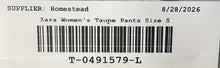 Load image into Gallery viewer, Zara Womens Taupe Pockets Zip Pleated Wide-Leg Trouser Pants Size Small
