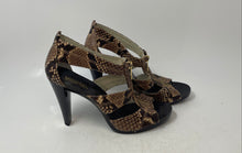 Load image into Gallery viewer, Michael Kors Womens Berkley Brown Snakeskin High Heel Strappy Sandals Size 8.5
