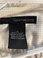 Load image into Gallery viewer, Calvin Klein Mens Beige Check Print Long Sleeve Collared Button-Up Shirt Size M
