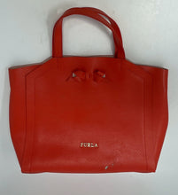 Load image into Gallery viewer, Authentic Furla Womens Orange Leather Double Handle Tote Purse Damaged
