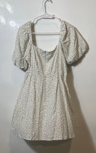 Load image into Gallery viewer, Forever 21 Womens White Black Animal Printed Balloon Sleeve Mini Dress Size L

