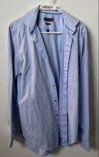 Load image into Gallery viewer, Calvin Klein Mens Blue Striped Long Sleeve Collared Slim-Fit Dress Shirt Size 16
